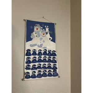 Advent Calendar Snow Buddies Christmas Cloth Banner Countdown Pocket Bag Snowman